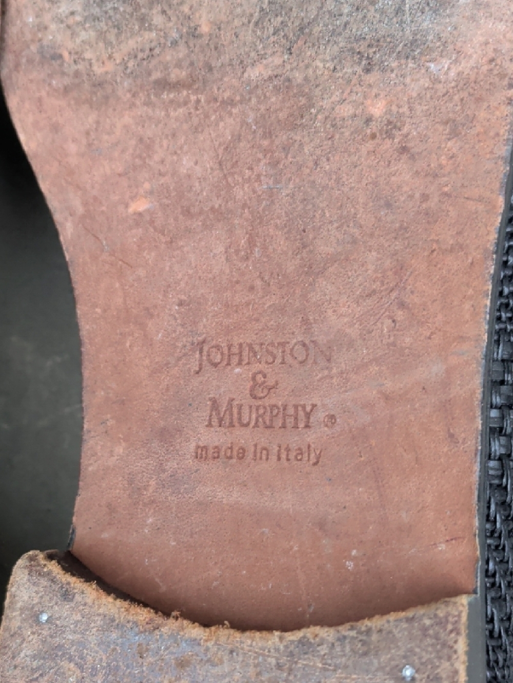 Johnston&Murphy/Made In Italy Men's Brown Leather & Charcoal Woven Penny Loafers - Picture 14 of 14